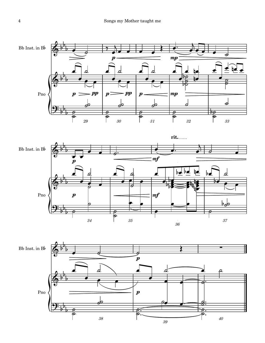 Songs my Mother Taught Me (Bb Instruments) Trumpet Solo scores gallery preview page 5