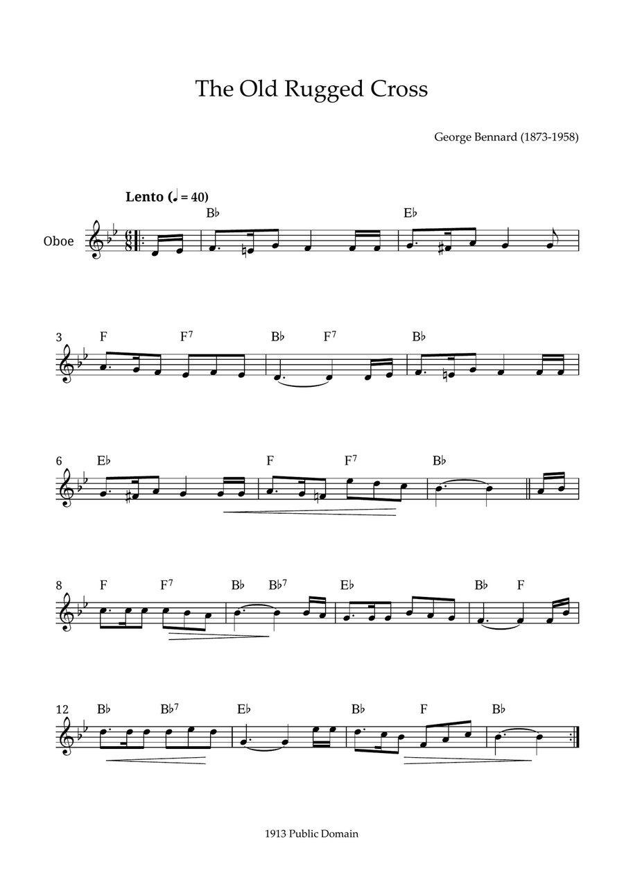 The Old Rugged Cross The Old Rugged Cross Oboe Solo scores gallery preview page 1