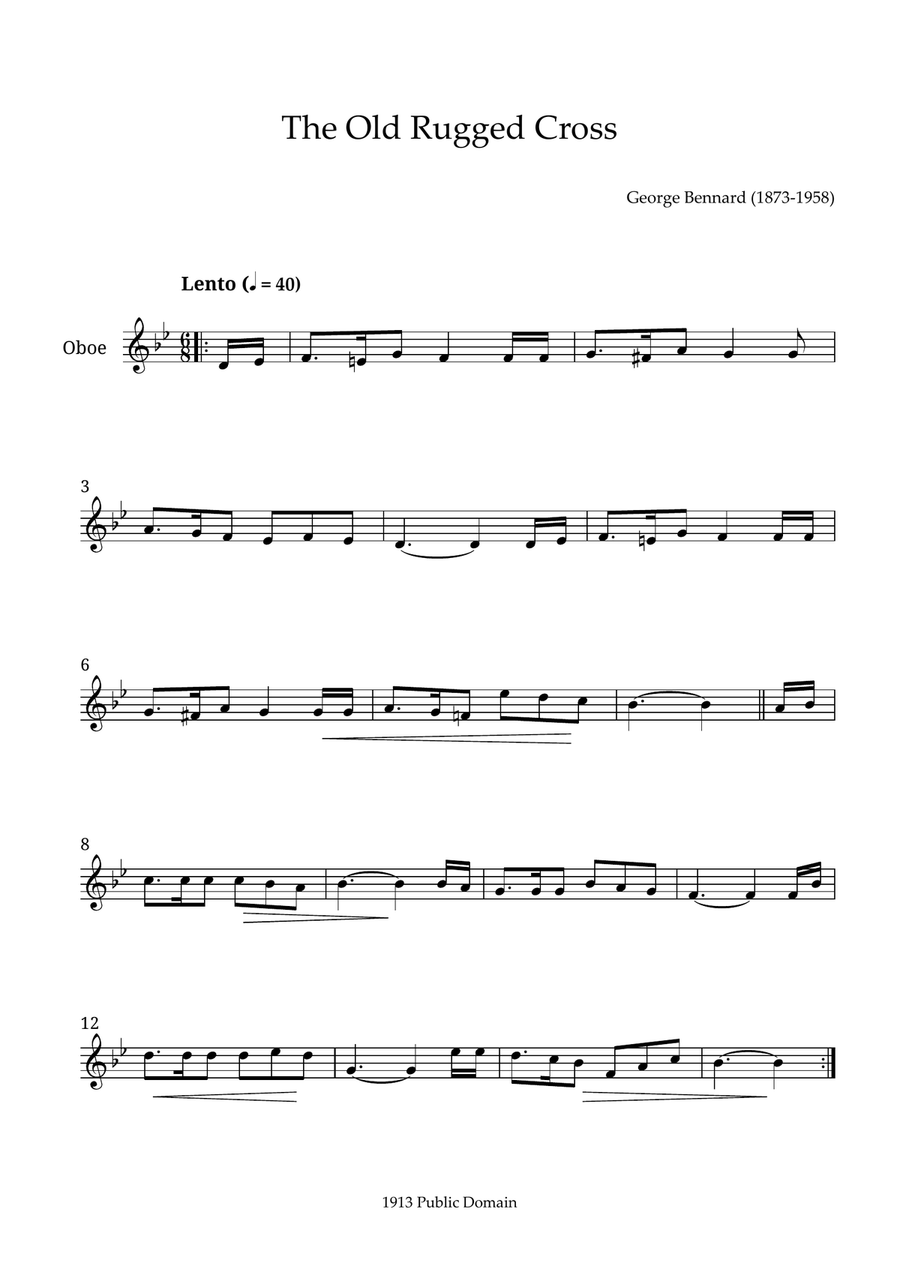 The Old Rugged Cross The Old Rugged Cross Oboe Solo scores gallery preview page 1