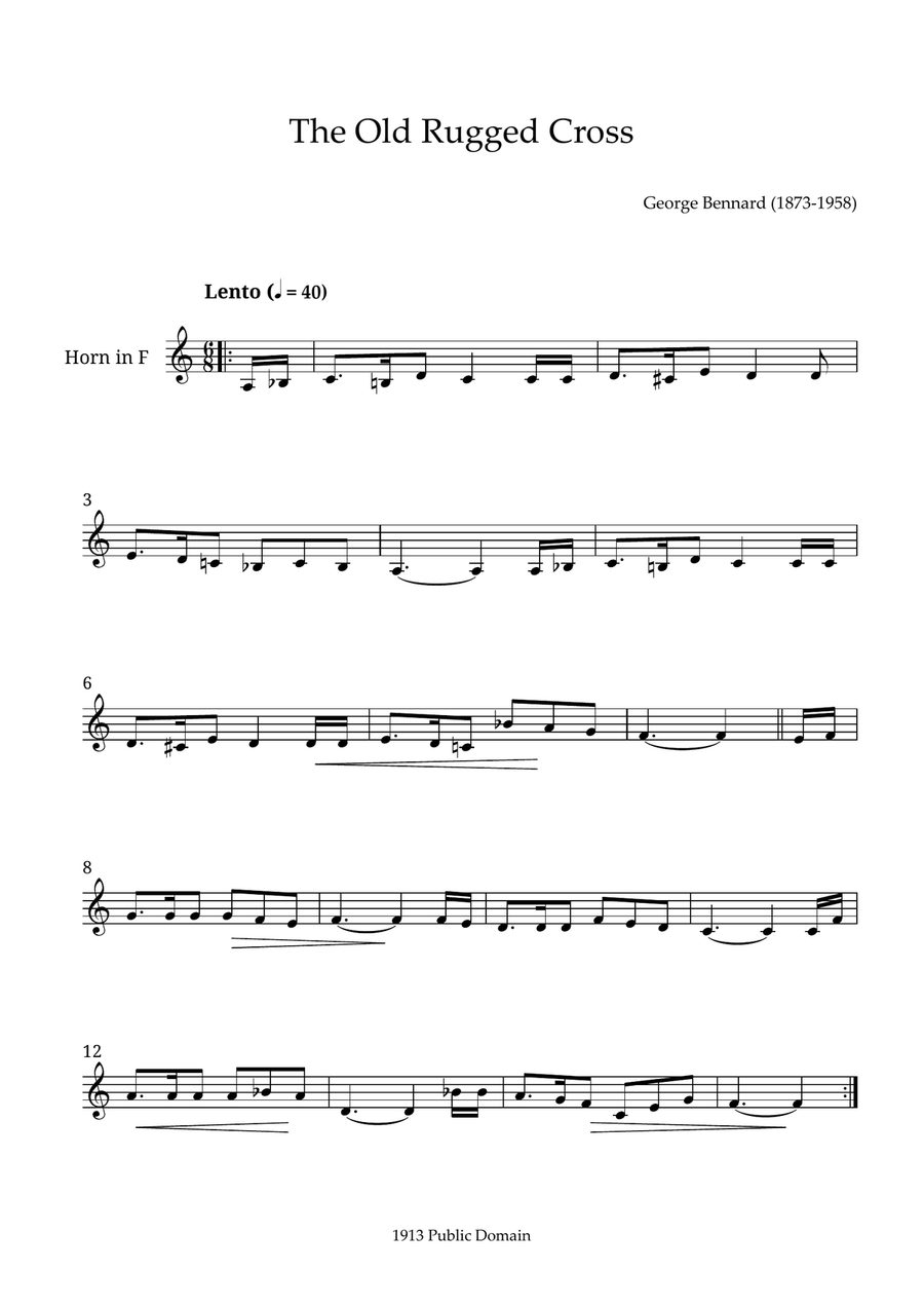 The Old Rugged Cross The Old Rugged Cross Horn scores gallery preview page 1