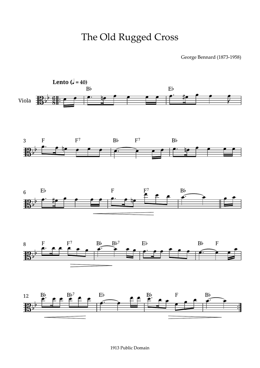 The Old Rugged Cross The Old Rugged Cross Viola Solo scores gallery preview page 1