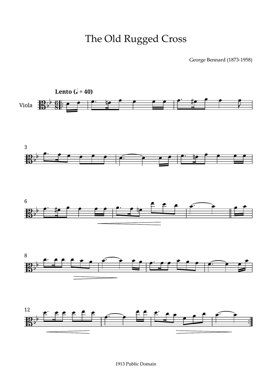 The Old Rugged Cross The Old Rugged Cross Viola Solo scores gallery preview page 1