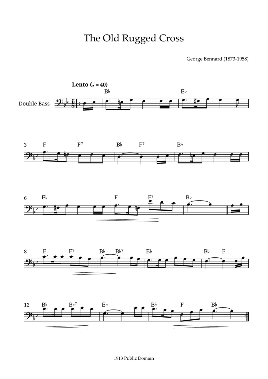 The Old Rugged Cross The Old Rugged Cross Double Bass scores gallery preview page 1