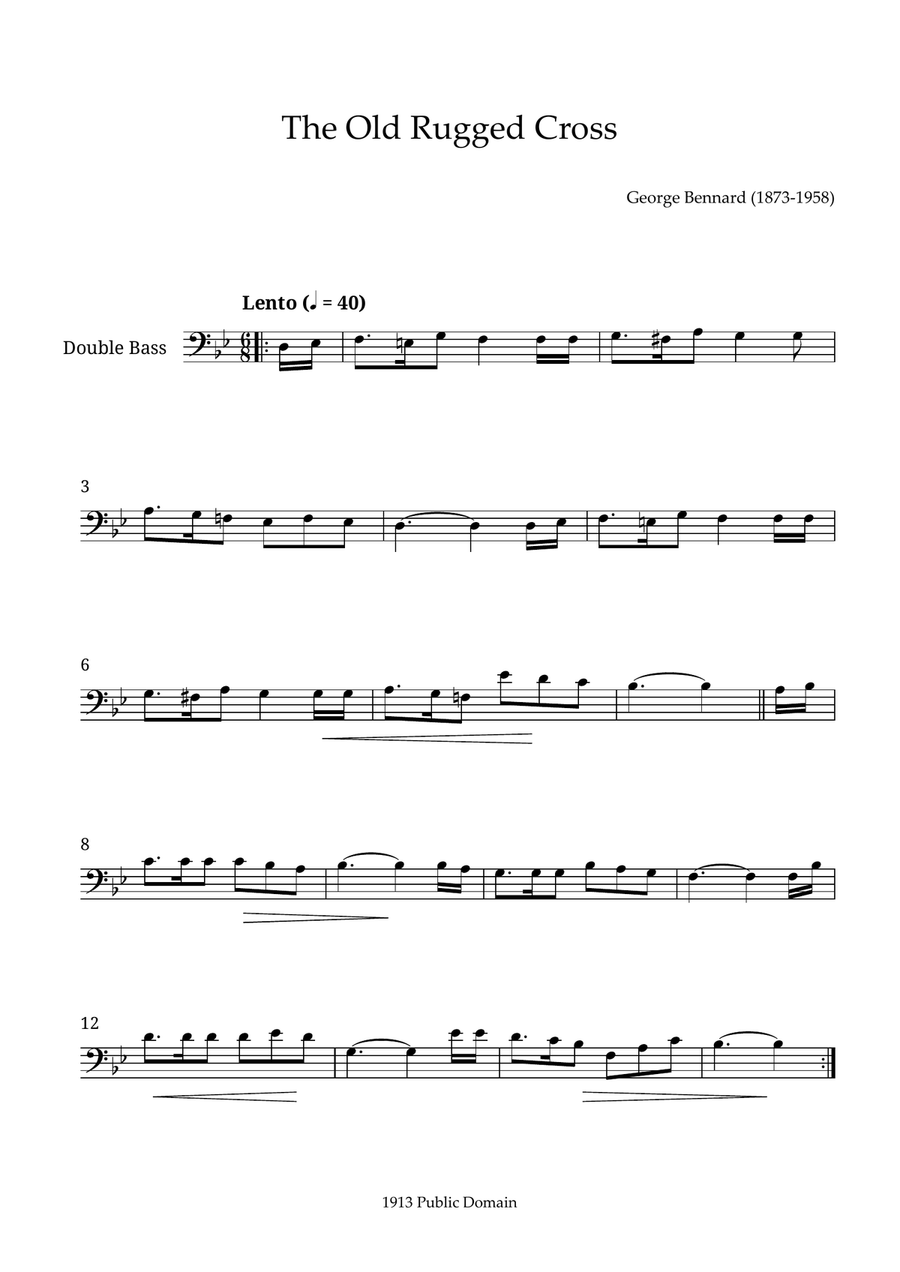 The Old Rugged Cross The Old Rugged Cross Double Bass scores gallery preview page 1
