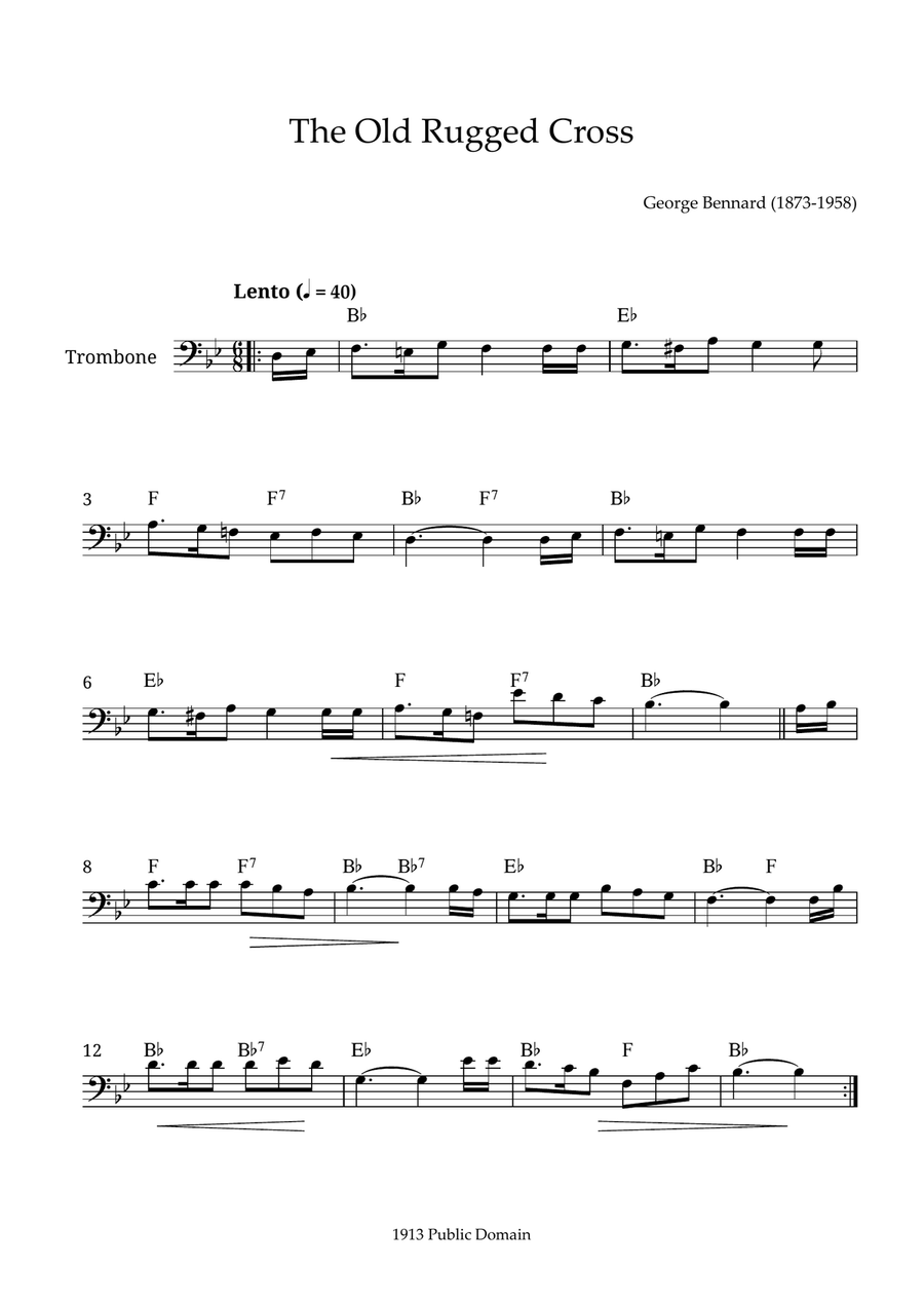 The Old Rugged Cross The Old Rugged Cross Trombone Solo scores gallery preview page 1