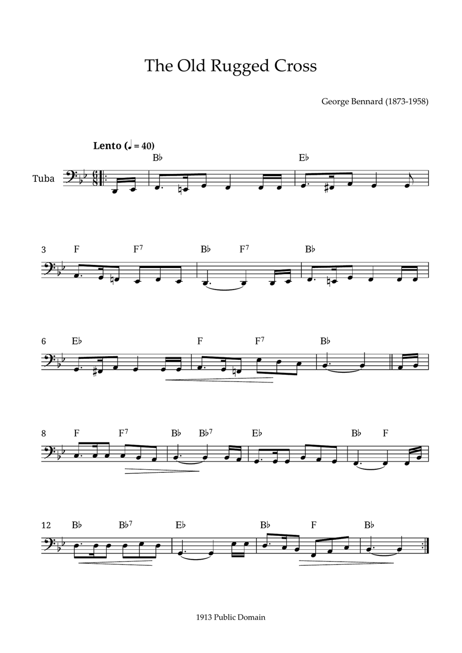 The Old Rugged Cross The Old Rugged Cross Tuba scores gallery preview page 1