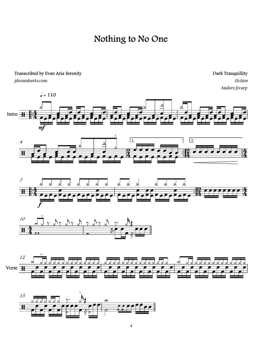 Nothing To No One Drum Set scores gallery preview page 1