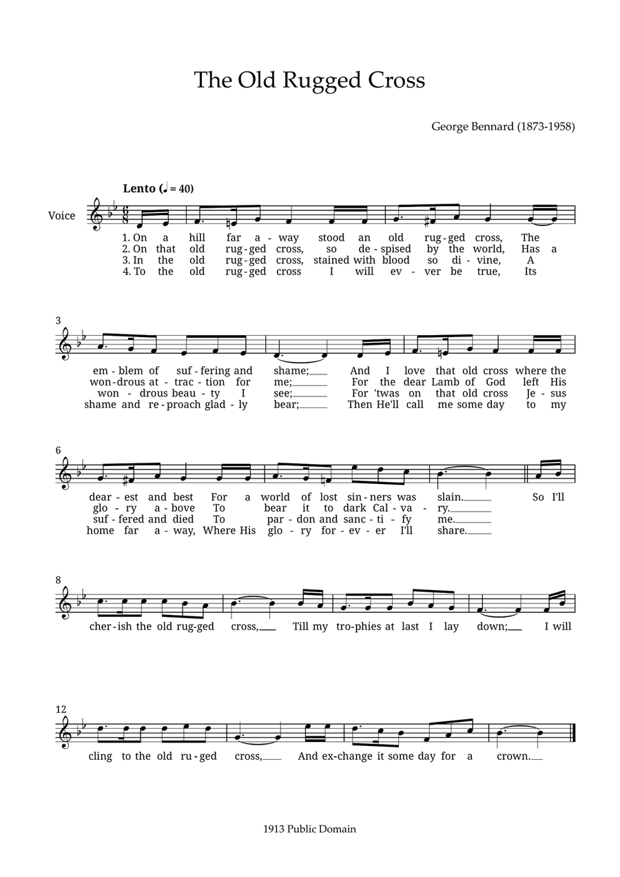 The Old Rugged Cross The Old Rugged Cross Piano scores gallery preview page 1