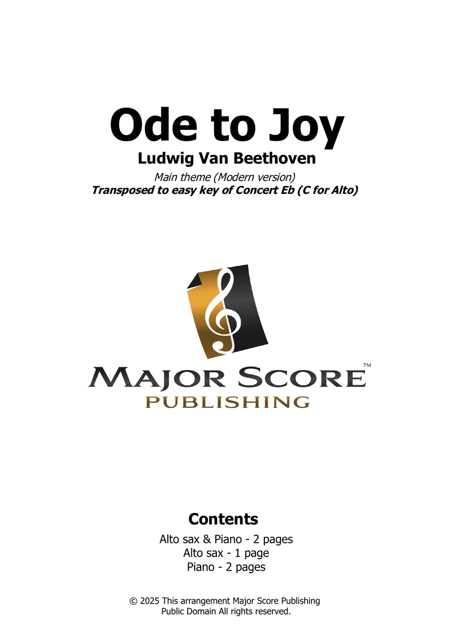Ode to Joy (Modern version) Alto Saxophone scores gallery preview page 1