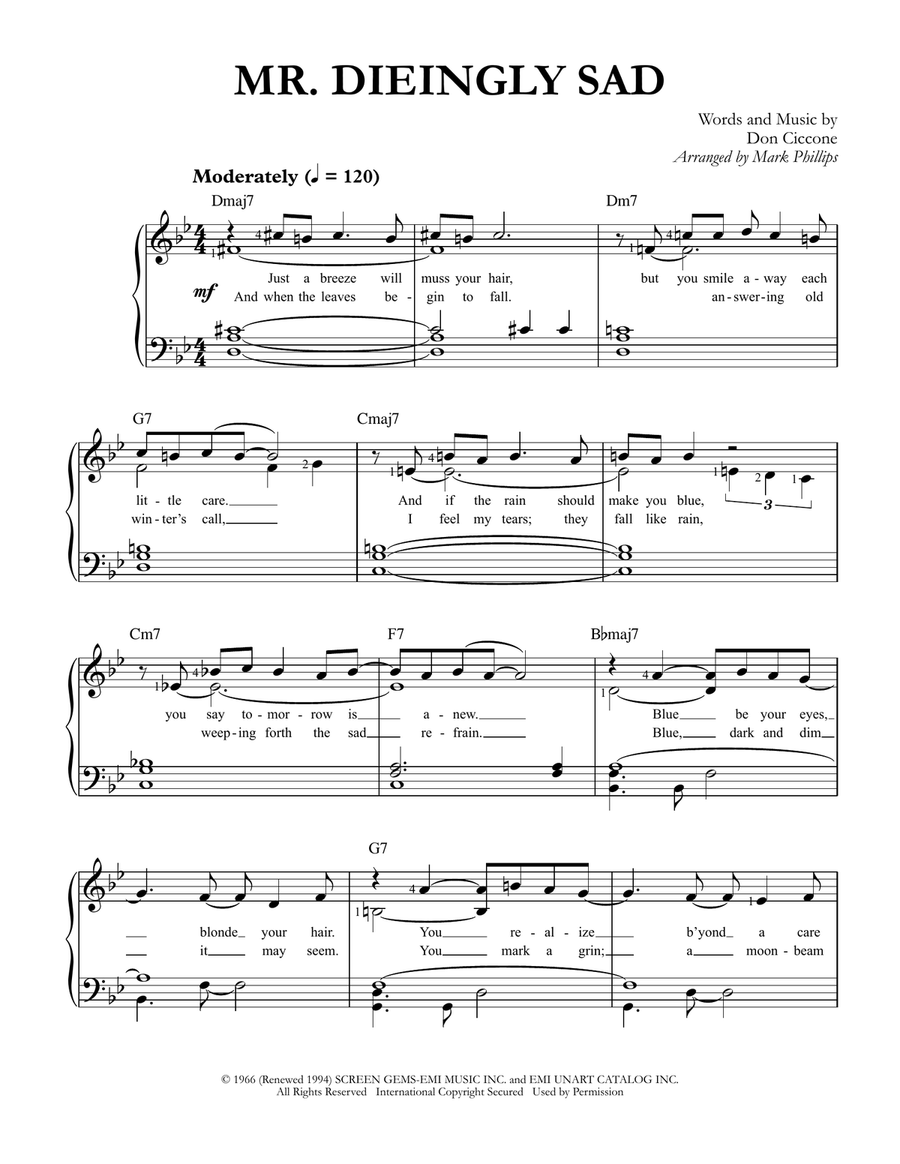 Mr. Dieingly Sad Mr. Dieingly Sad Easy Piano scores gallery preview page 1