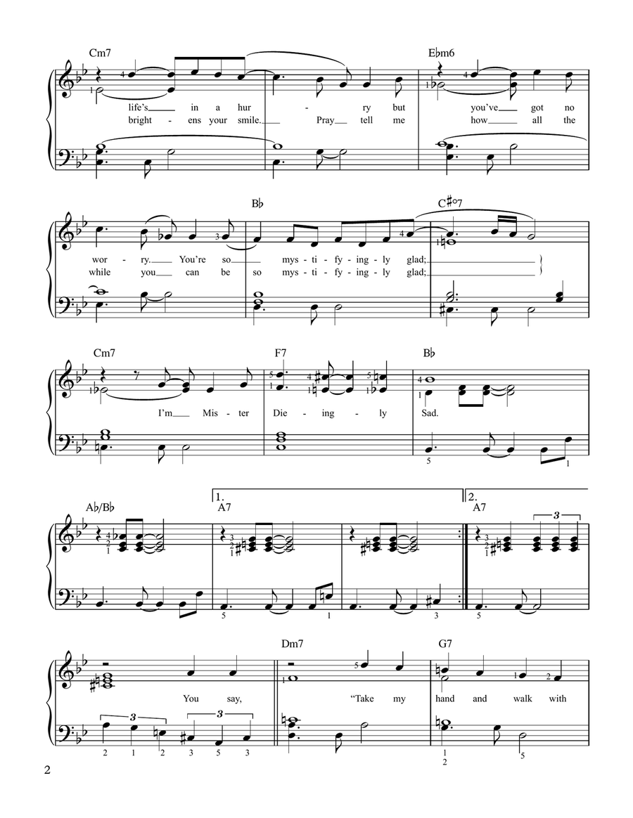 Mr. Dieingly Sad Mr. Dieingly Sad Easy Piano scores gallery preview page 2