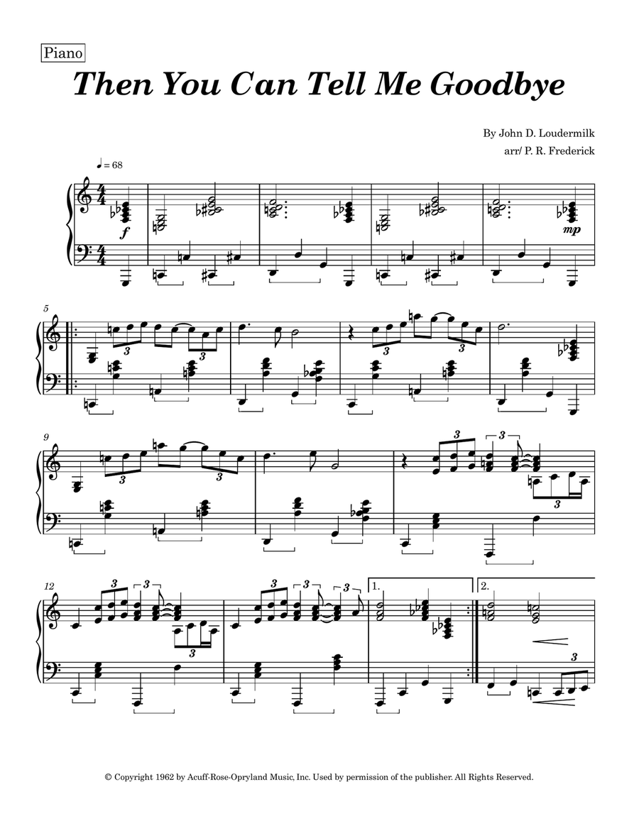Then You Can Tell Me Goodbye Piano Solo scores gallery preview page 1