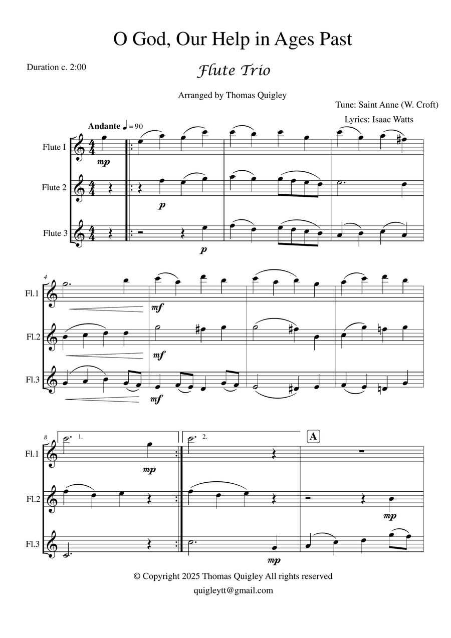 O God, Our Help in Ages Past Flute Trio scores gallery preview page 2