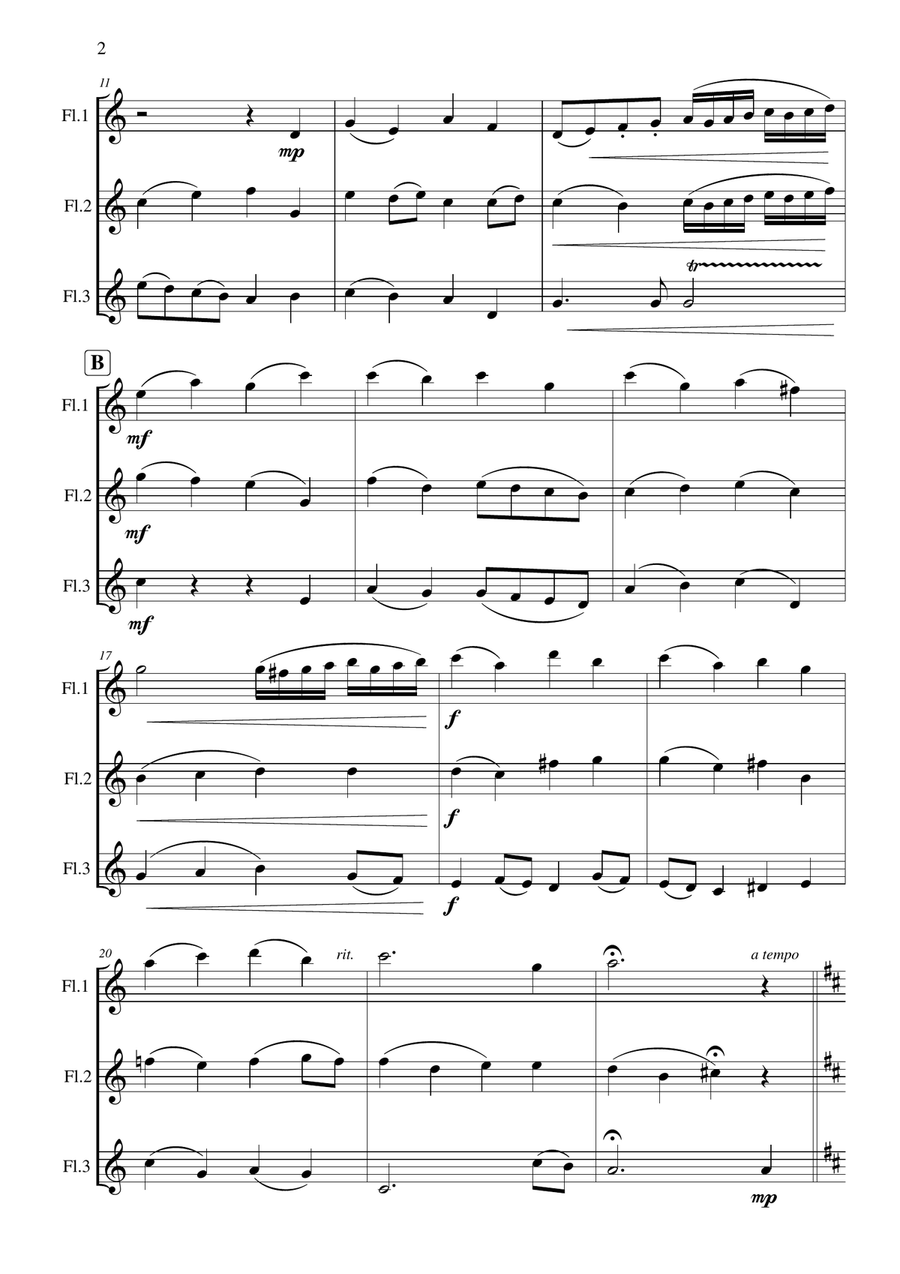 O God, Our Help in Ages Past Flute Trio scores gallery preview page 3
