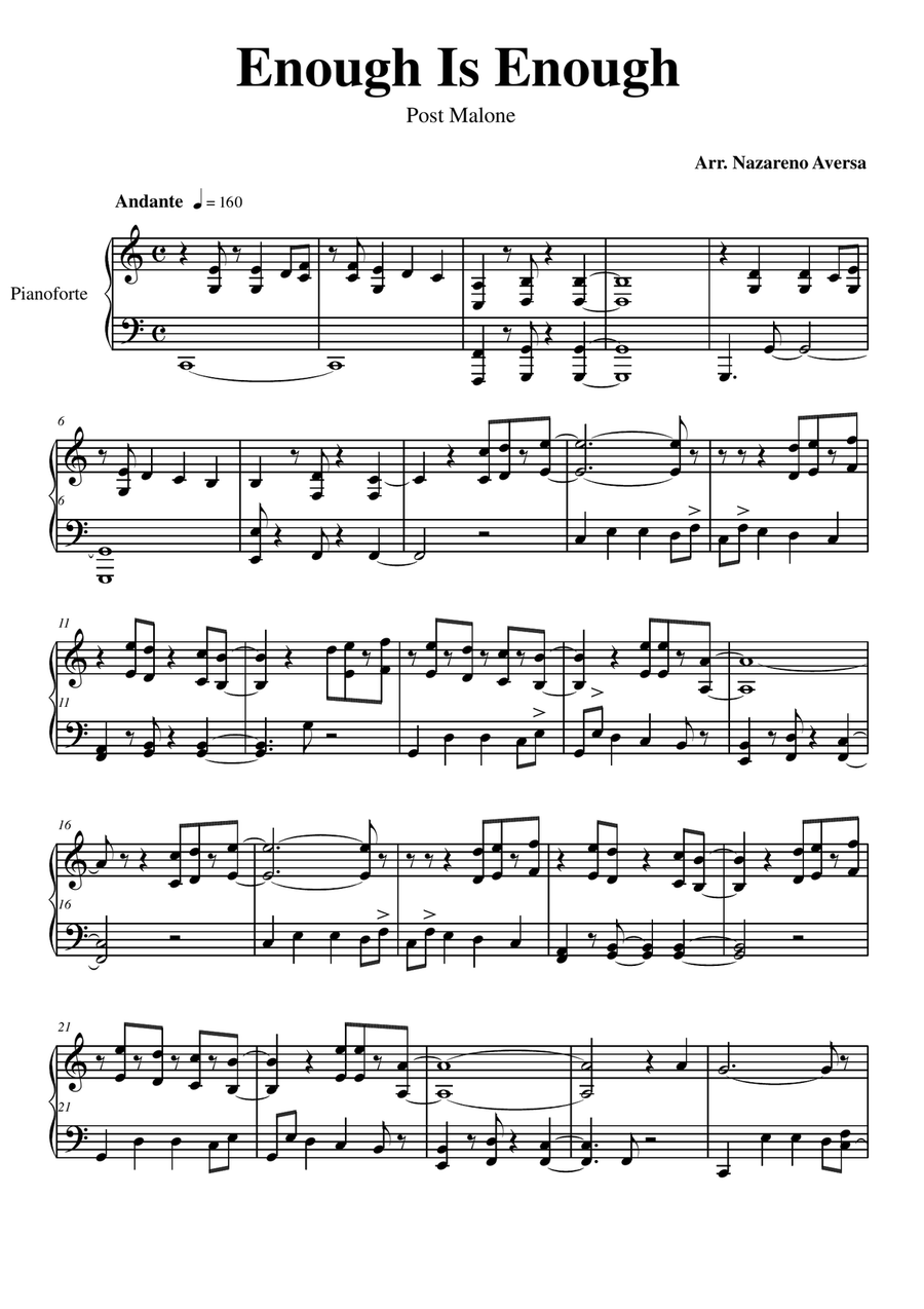 Enough Is Enough Enough Is Enough Piano Solo scores gallery preview page 1