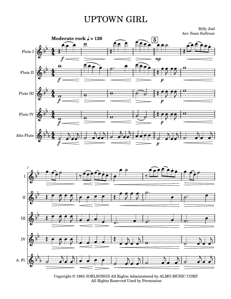 Uptown Girl Woodwind Quintet scores gallery preview page 2