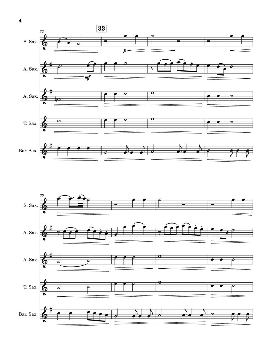 Uptown Girl Saxophone Quintet scores gallery preview page 5