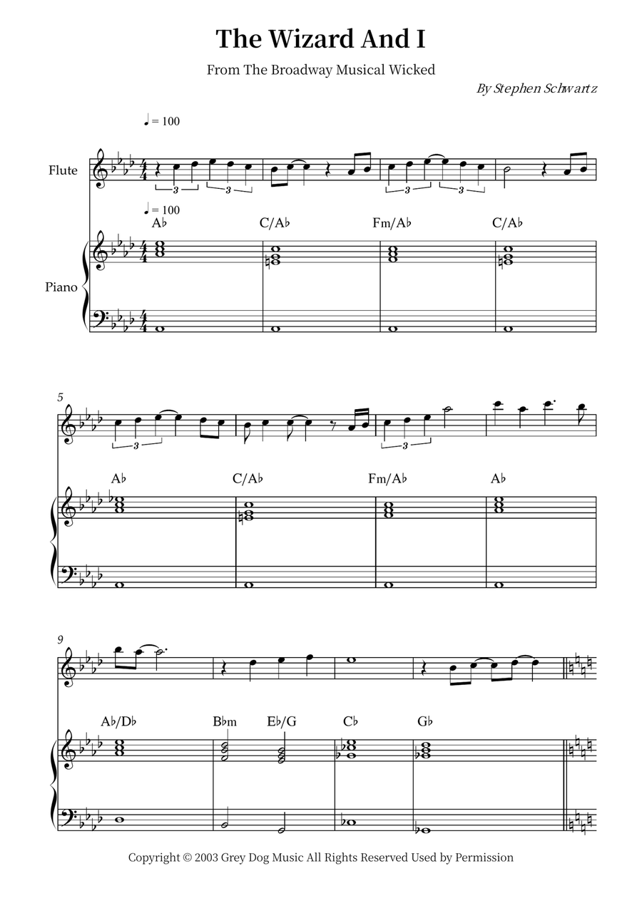 The Wizard And I Flute scores gallery preview page 1