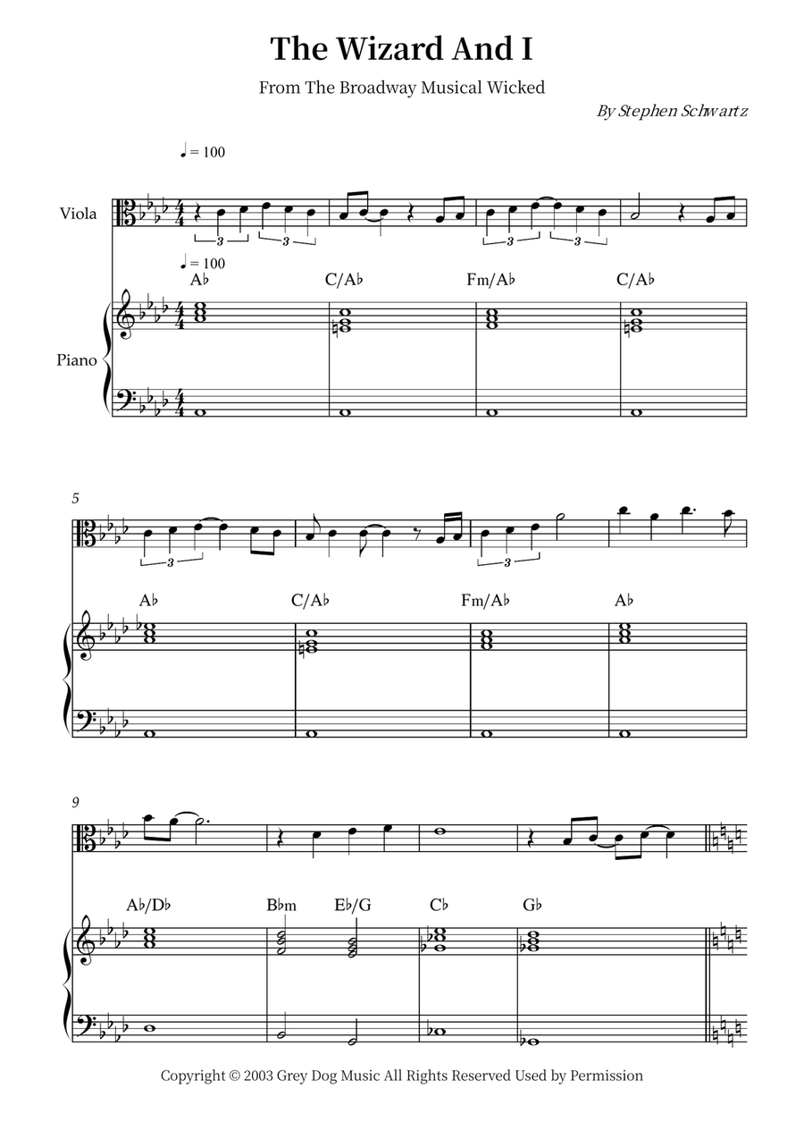 The Wizard And I Viola scores gallery preview page 1