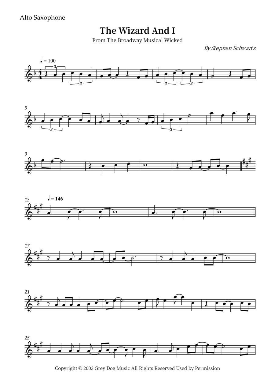 The Wizard And I Alto Saxophone scores gallery preview page 1