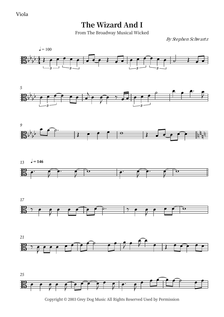 The Wizard And I The Wizard And I Viola Solo scores gallery preview page 1