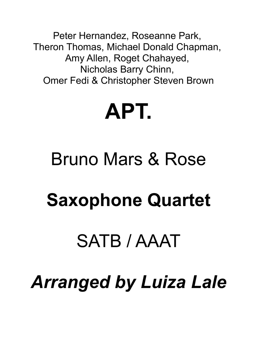 Apt. Saxophone Quartet scores gallery preview page 1
