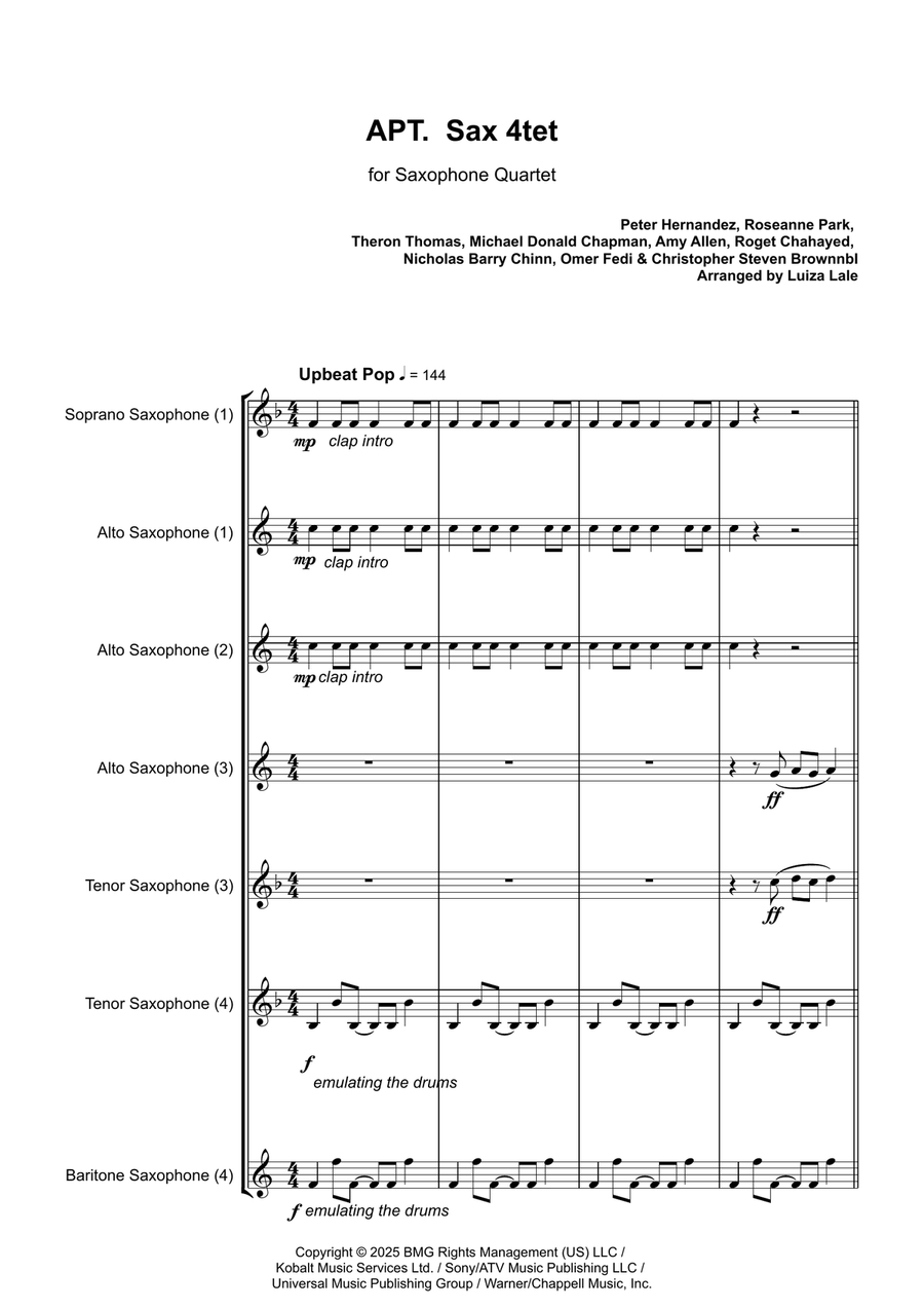 Apt. Saxophone Quartet scores gallery preview page 2