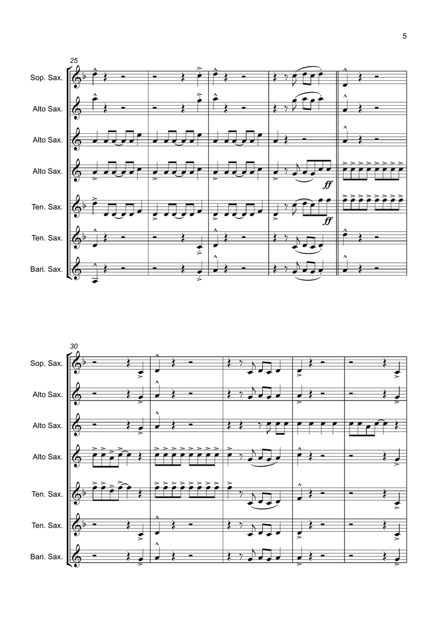 Apt. Saxophone Quartet scores gallery preview page 5