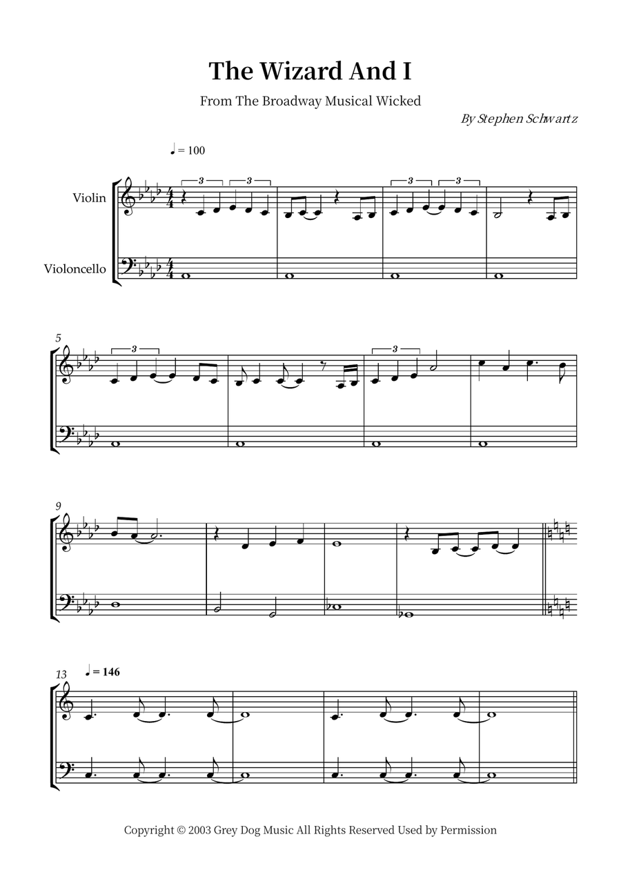 The Wizard And I The Wizard And I String Duet scores gallery preview page 1