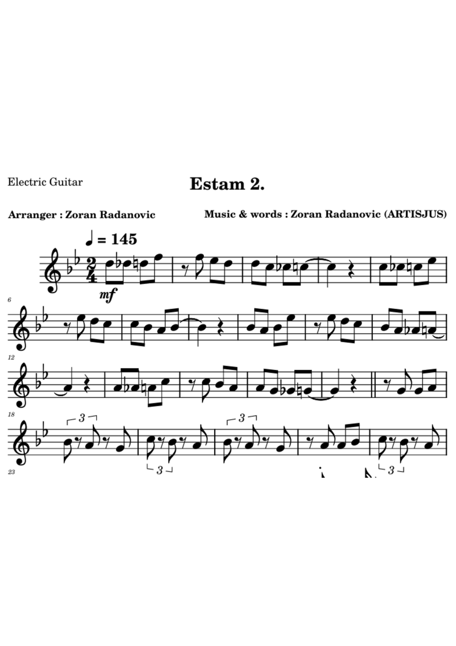 Estam 2. - for guitar quartet Small Ensemble scores gallery preview page 2