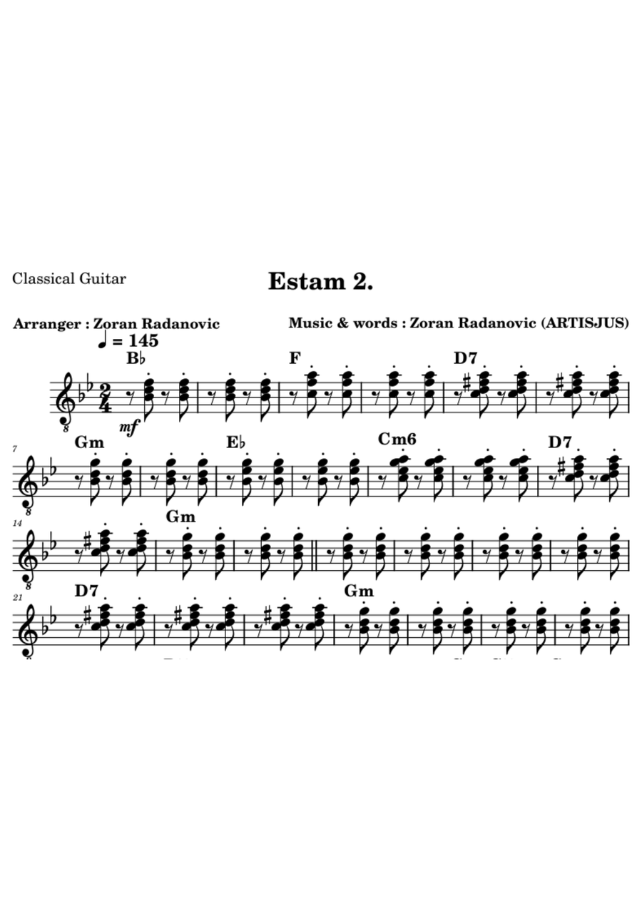Estam 2. - for guitar quartet Small Ensemble scores gallery preview page 4