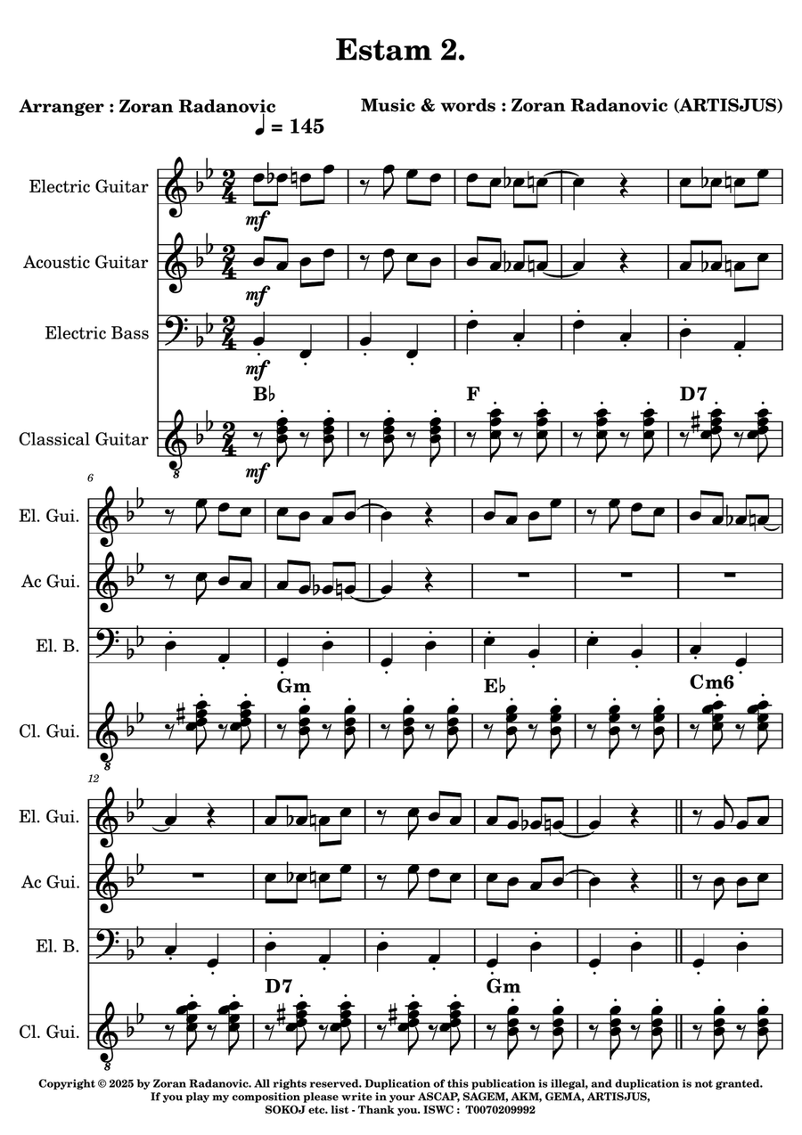 Estam 2. - for guitar quartet Small Ensemble scores gallery preview page 5