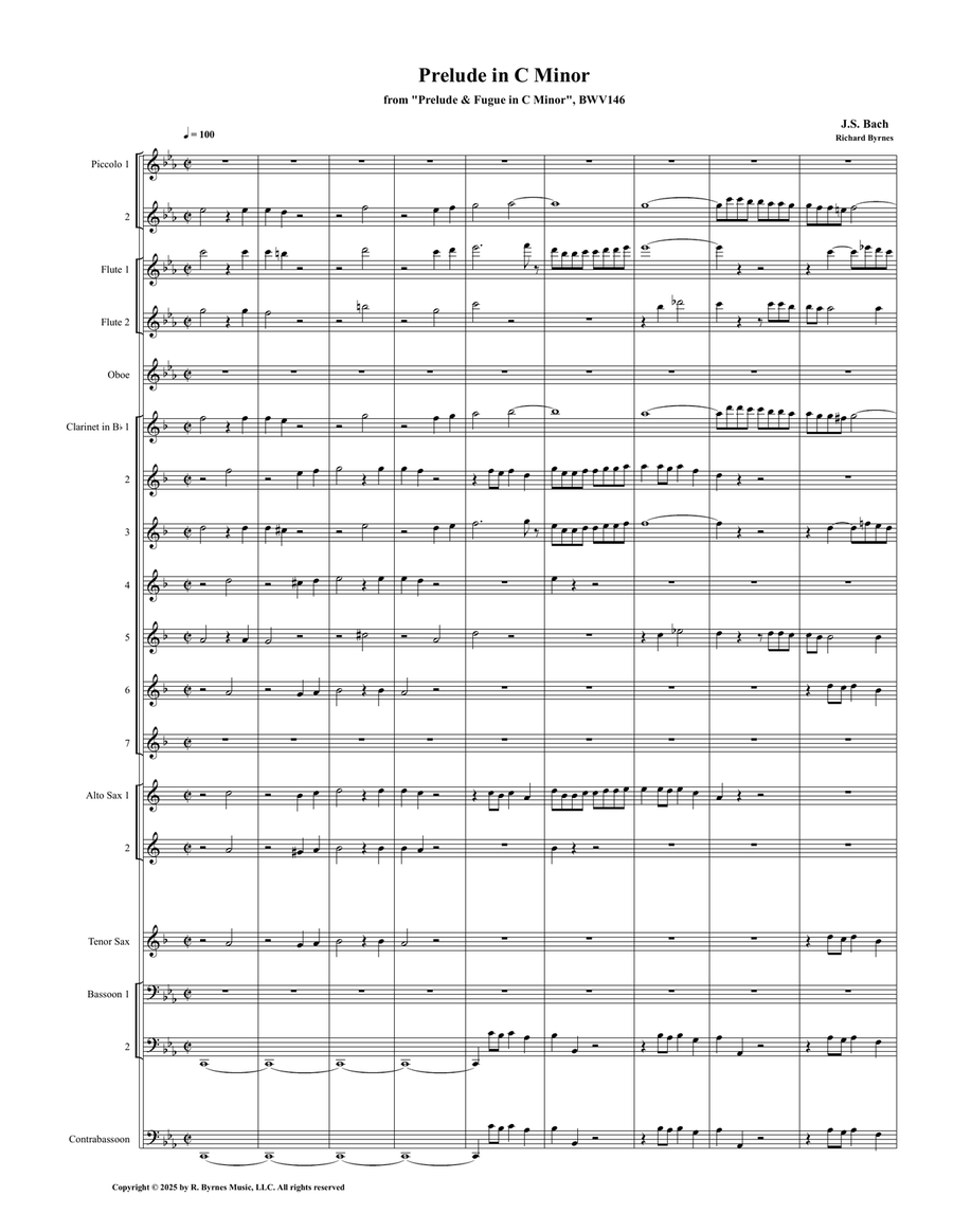 J.S. Bach – Prelude in C Minor, BWV 546 (Woodwind Choir) J.S. Bach – Prelude in C Minor, BWV 546 (Woodwind Choir) Woodwind Ensemble scores gallery preview page 1