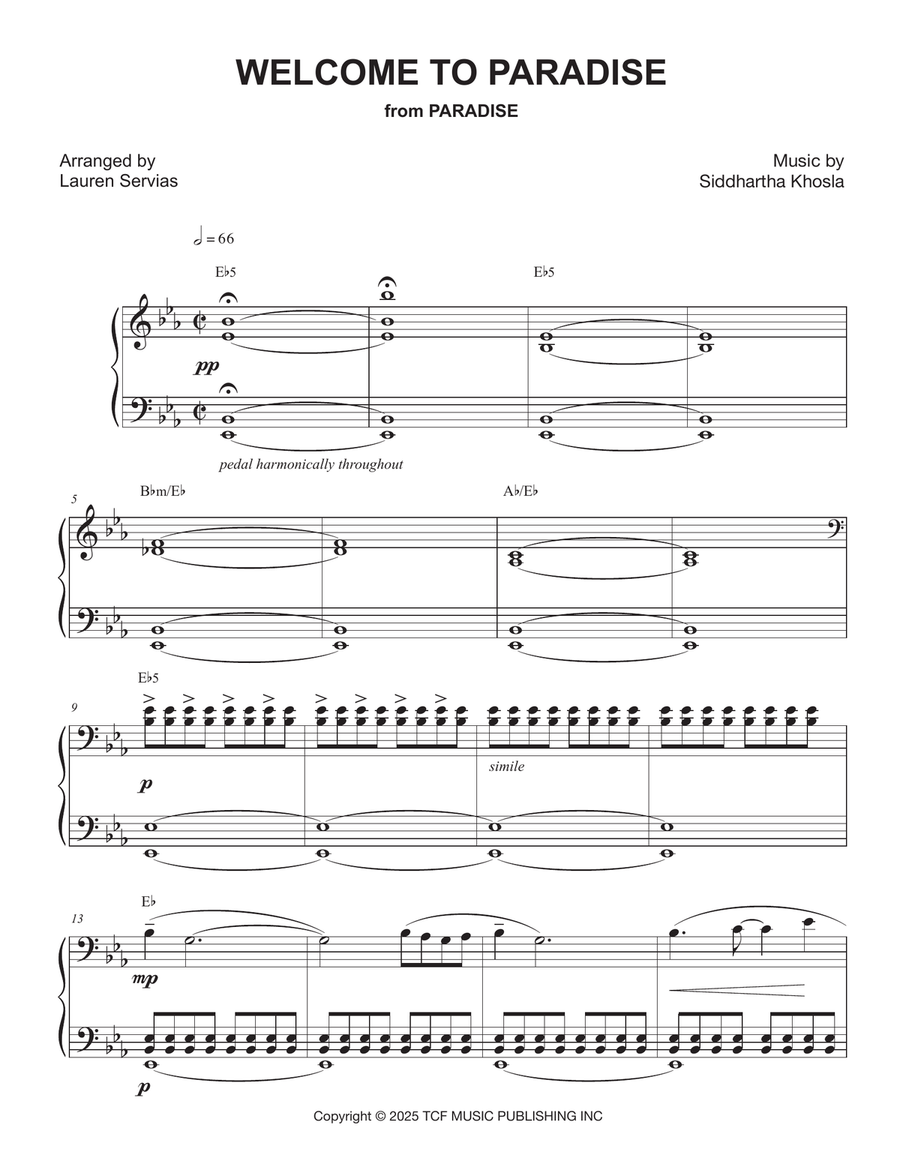 Welcome To Paradise Welcome To Paradise Piano Solo scores gallery preview page 1