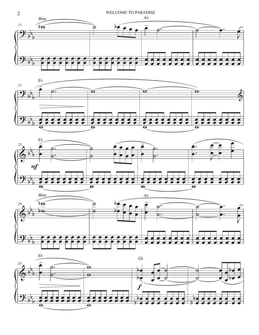 Welcome To Paradise Welcome To Paradise Piano Solo scores gallery preview page 2