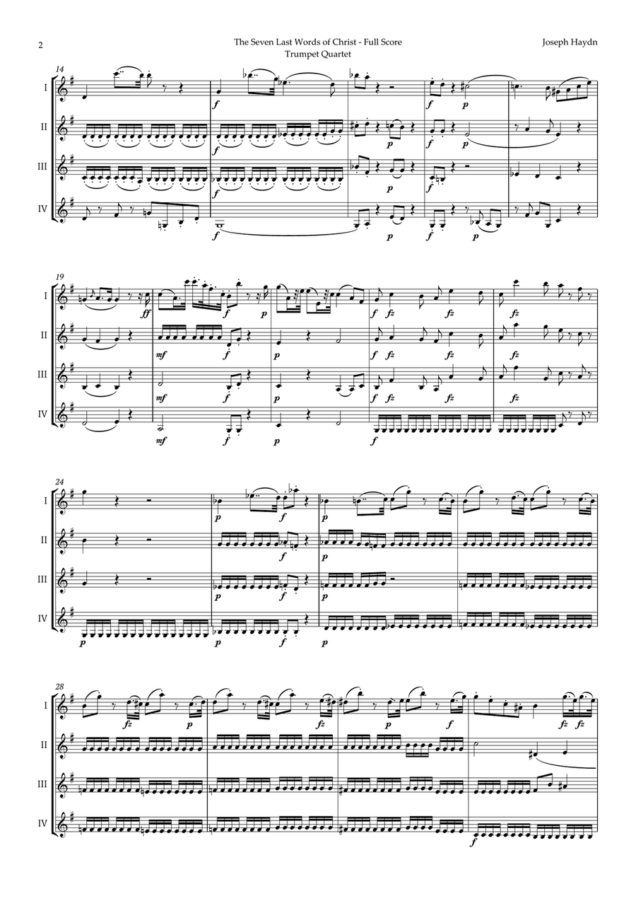 The Seven Last Words of Christ by Haydn for Trumpet Quartet Brass Quartet scores gallery preview page 2