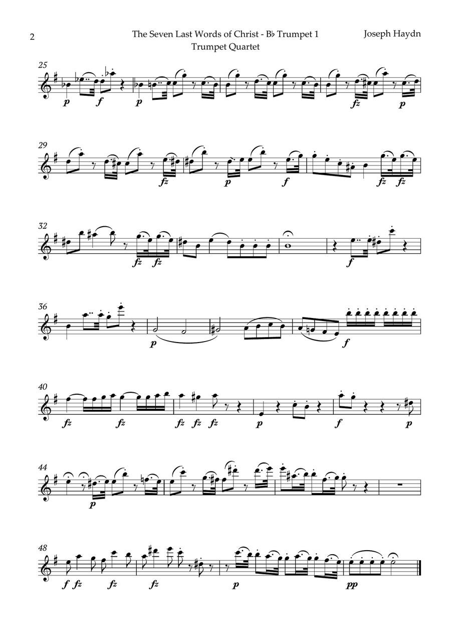 The Seven Last Words of Christ by Haydn for Trumpet Quartet Brass Quartet scores gallery preview page 5