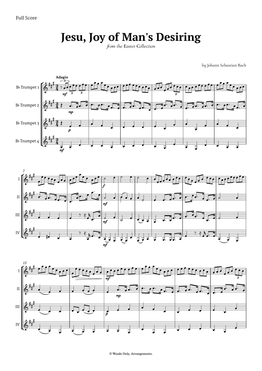 Jesu, Joy of Man's Desiring by Bach for Trumpet Quartet Brass Quartet scores gallery preview page 1