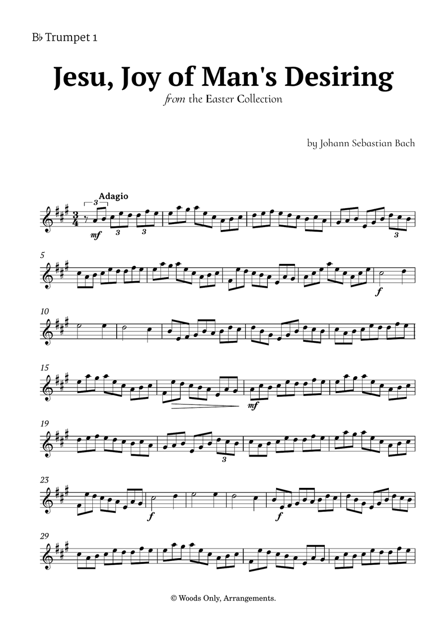 Jesu, Joy of Man's Desiring by Bach for Trumpet Quartet Brass Quartet scores gallery preview page 4