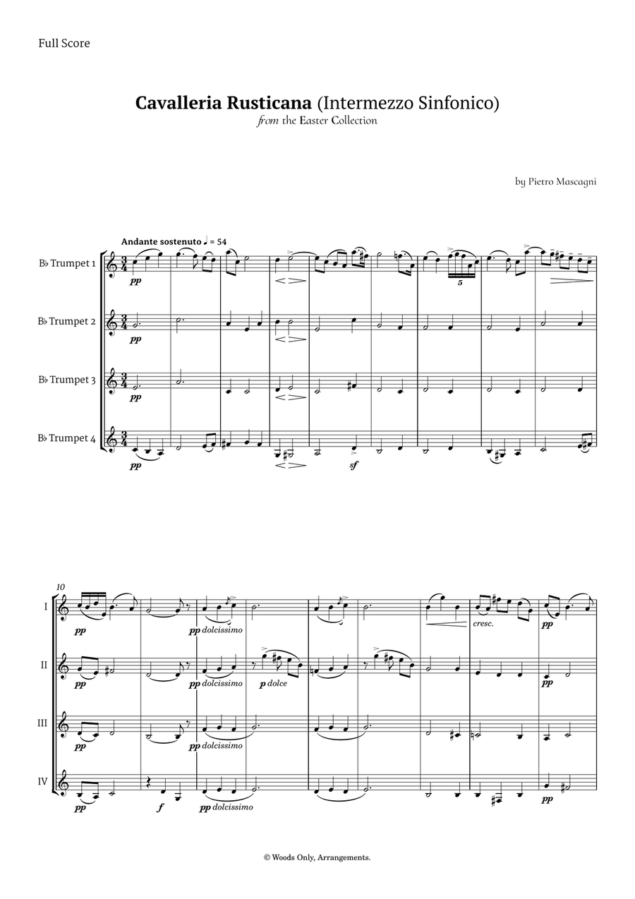 Intermezzo Sinfonico by Pietro Mascagni for Trumpet Quartet Brass Quartet scores gallery preview page 1