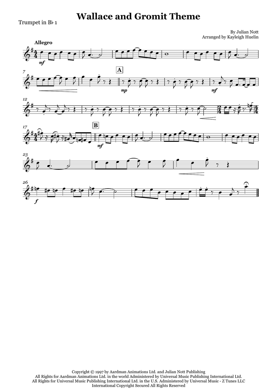 Wallace And Gromit Theme Brass Quartet scores gallery preview page 4