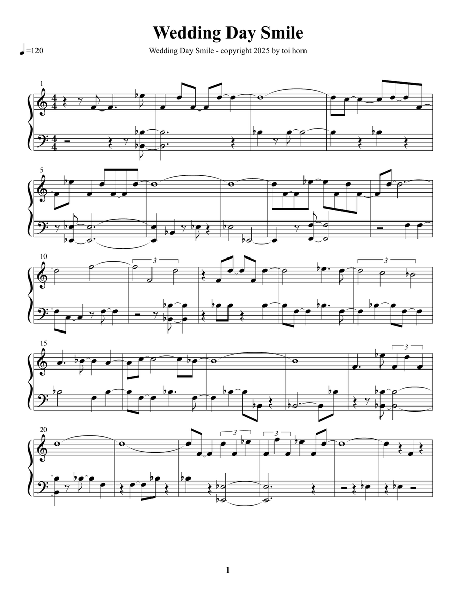 Wedding Day Smile Wedding Day Smile Piano Solo scores gallery preview page 1