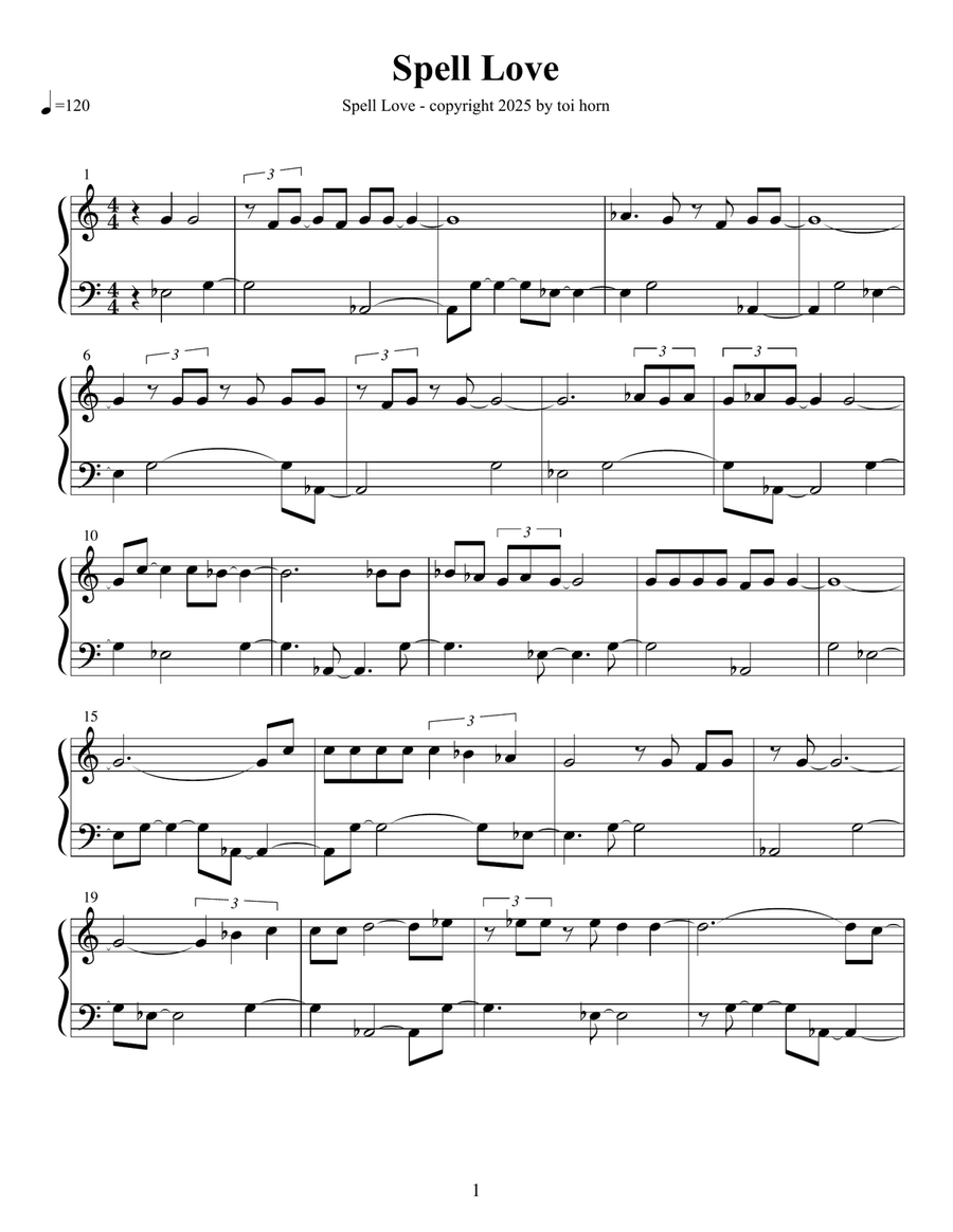 Spell Love Spell Love Piano Solo scores gallery preview page 1