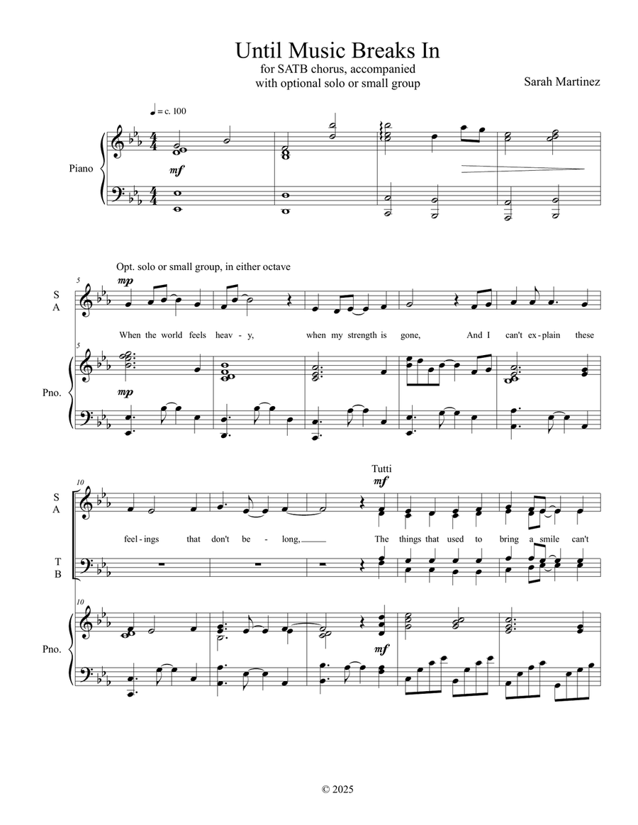 Until Music Breaks In (SATB, Accompanied) 4-Part scores gallery preview page 1