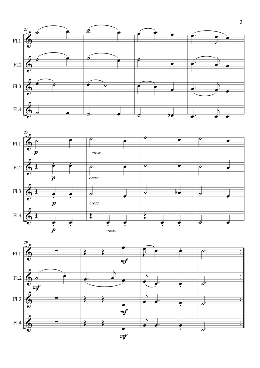 Báidín Fheilimidh Báidín Fheilimidh Flute Quartet scores gallery preview page 4