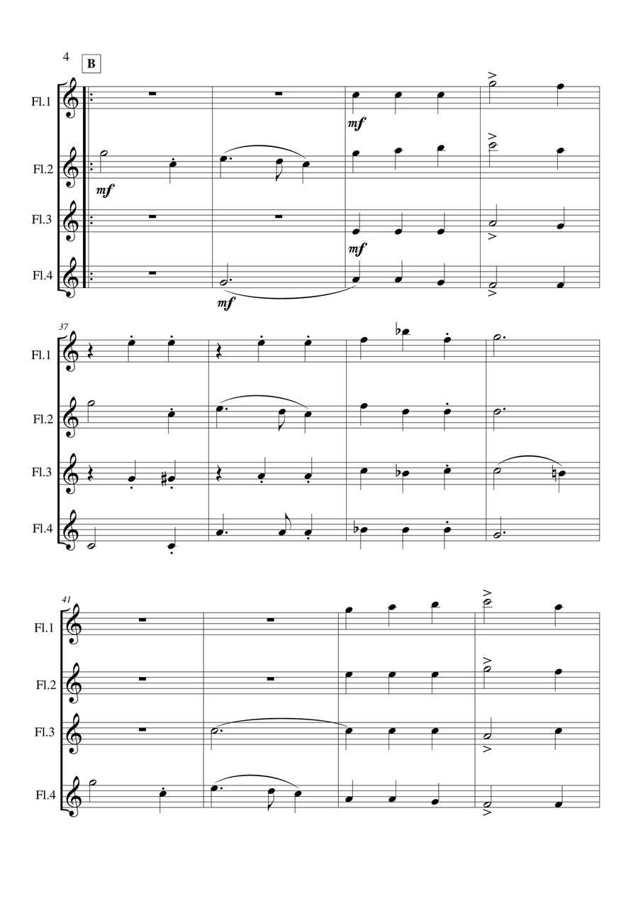 Báidín Fheilimidh Báidín Fheilimidh Flute Quartet scores gallery preview page 5