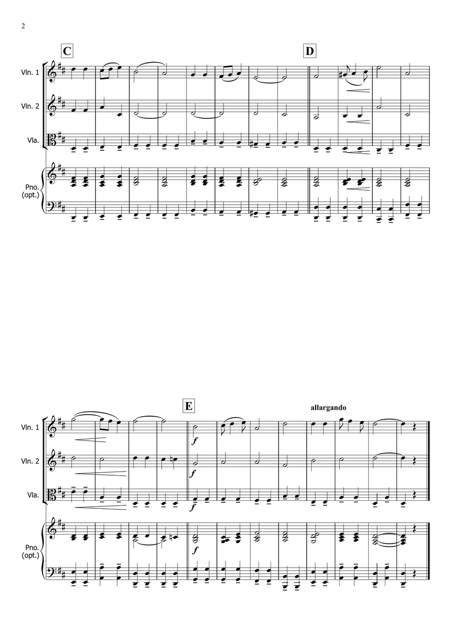 Land of Hope and Glory (String trio with optional piano) String Trio scores gallery preview page 2