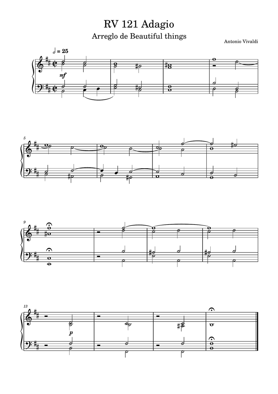 RV 121 Adagio-Antonio Vivaldi Piano Solo scores gallery preview page 1