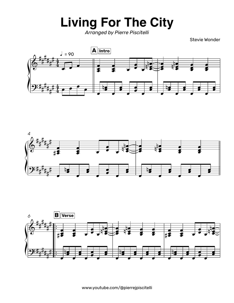 Living For The City Living For The City Piano Solo scores gallery preview page 1