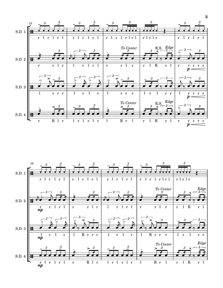 Dog Days | Intermediate Snare Ensemble Percussion Ensemble scores gallery preview page 3